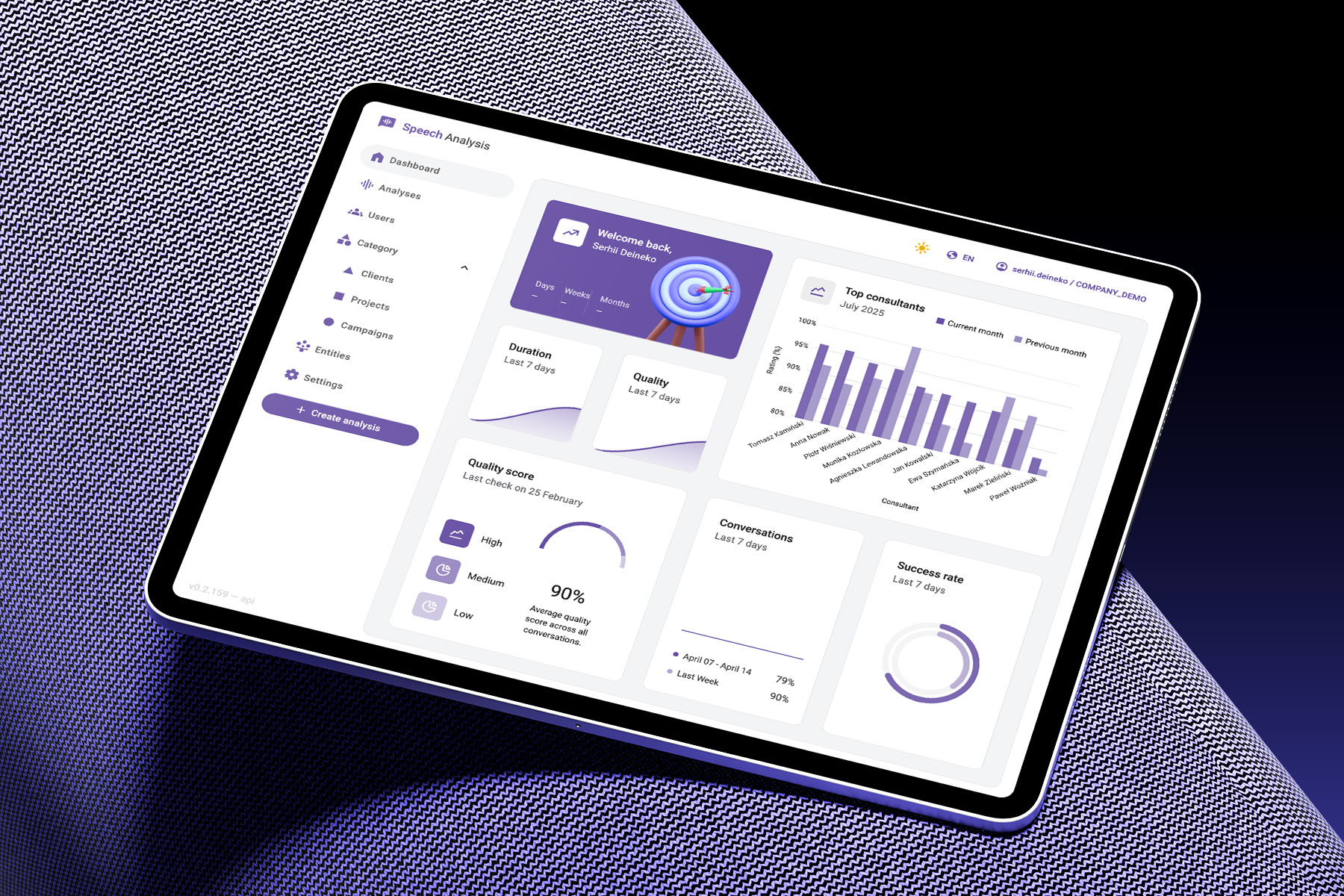 Screenshot: Corporate Speech Analysis Platform