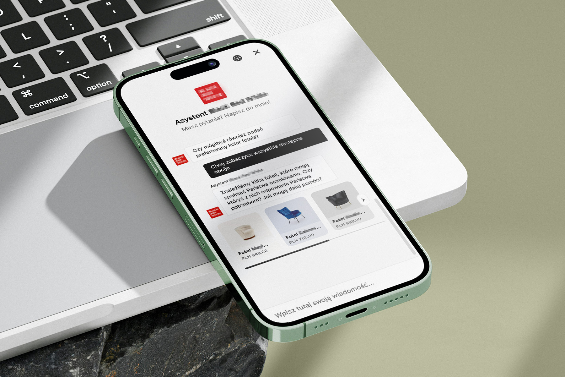 Screenshot: Shopping Assistant Widget for Furniture Manufacturer
